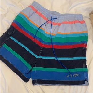 Vintage preppy striped Tommy Hilfiger Swim Trunks